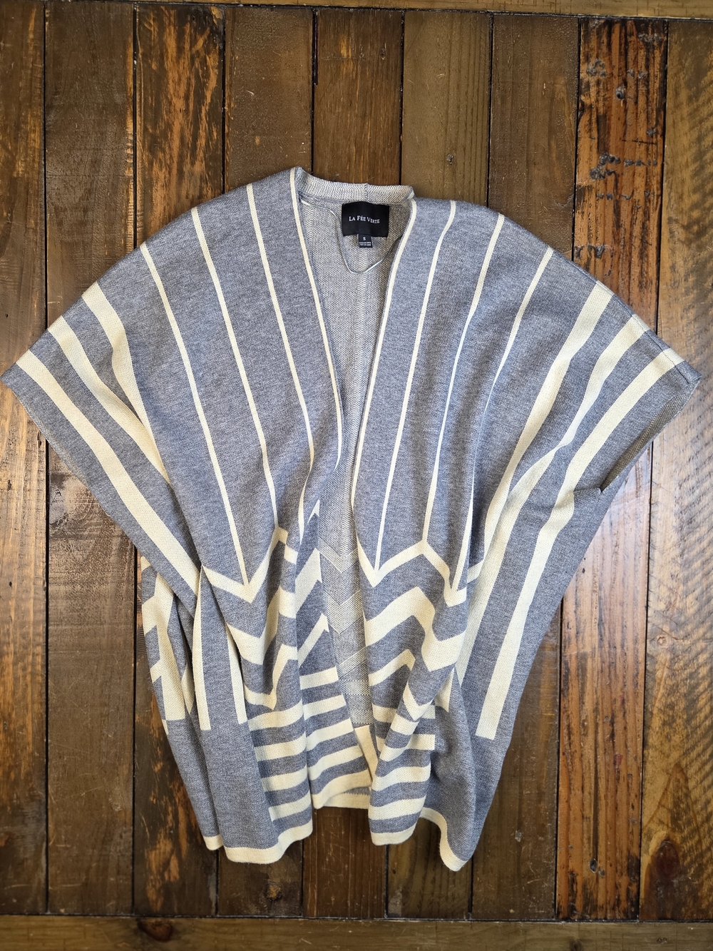 Anthropologie La Fee Verte Women's S Draped Open Front Cardigan Sweater Gray